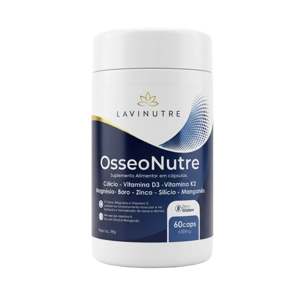 OsseoNutre 8 em 1 – Cálcio + Magnésio + Vitaminas D3 e K2 | Lavinutre